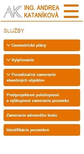 Webstránka http://geodet-ak.sk/ - mobilná verzia.